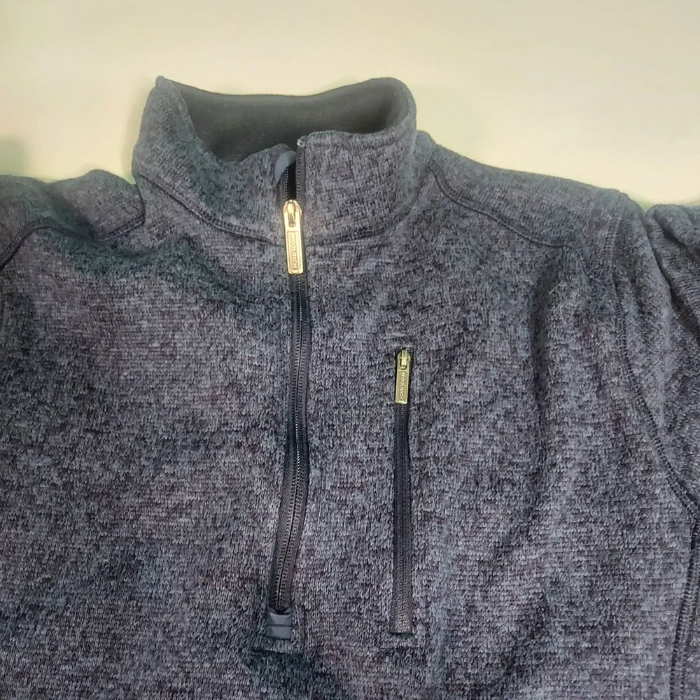 Woolrich Pullover 1/4 Zip Mock Neck Sweater Mens L Blue Preppy Outdoors Classic‎